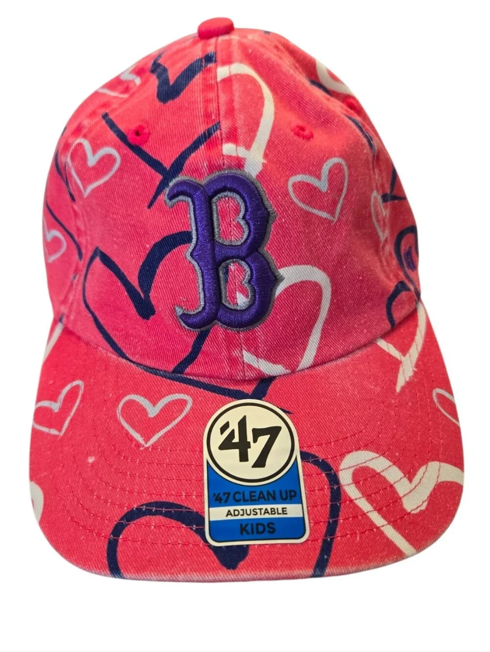 🩷⚾ NWT '47 Brand Boston Red Sox Kids Heart Adjustable Hat | Fenway Park Collect